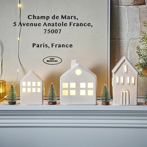 Ceramic Christmas Village Houses with LED Lights, Tabletop Decor R583949