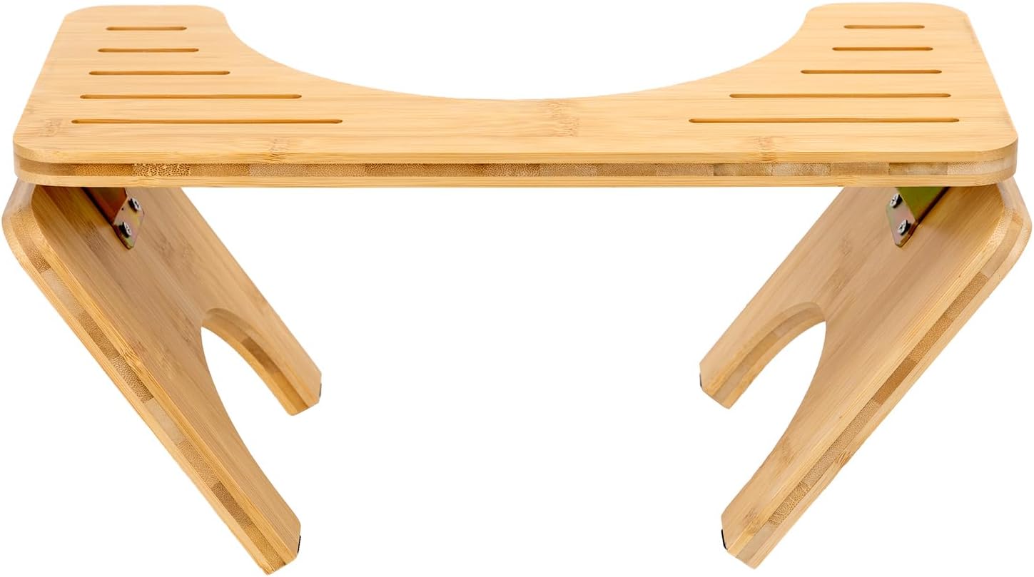 Foldable Bamboo Toilet Squat Stool with Non-Slip Pads I718
