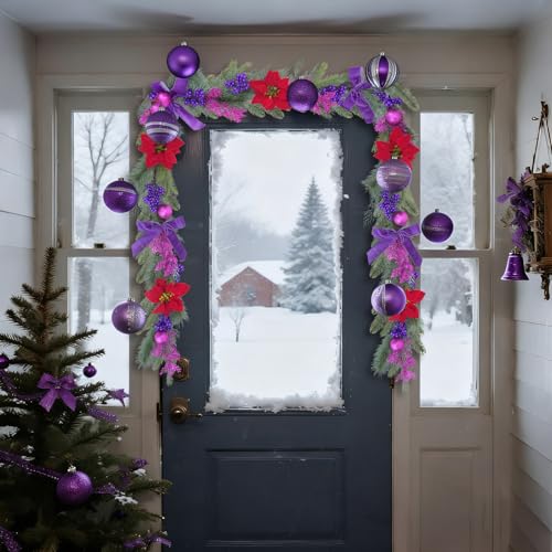 6.6 ft Christmas Garland with Faux Cedar and Glitter Berry P303