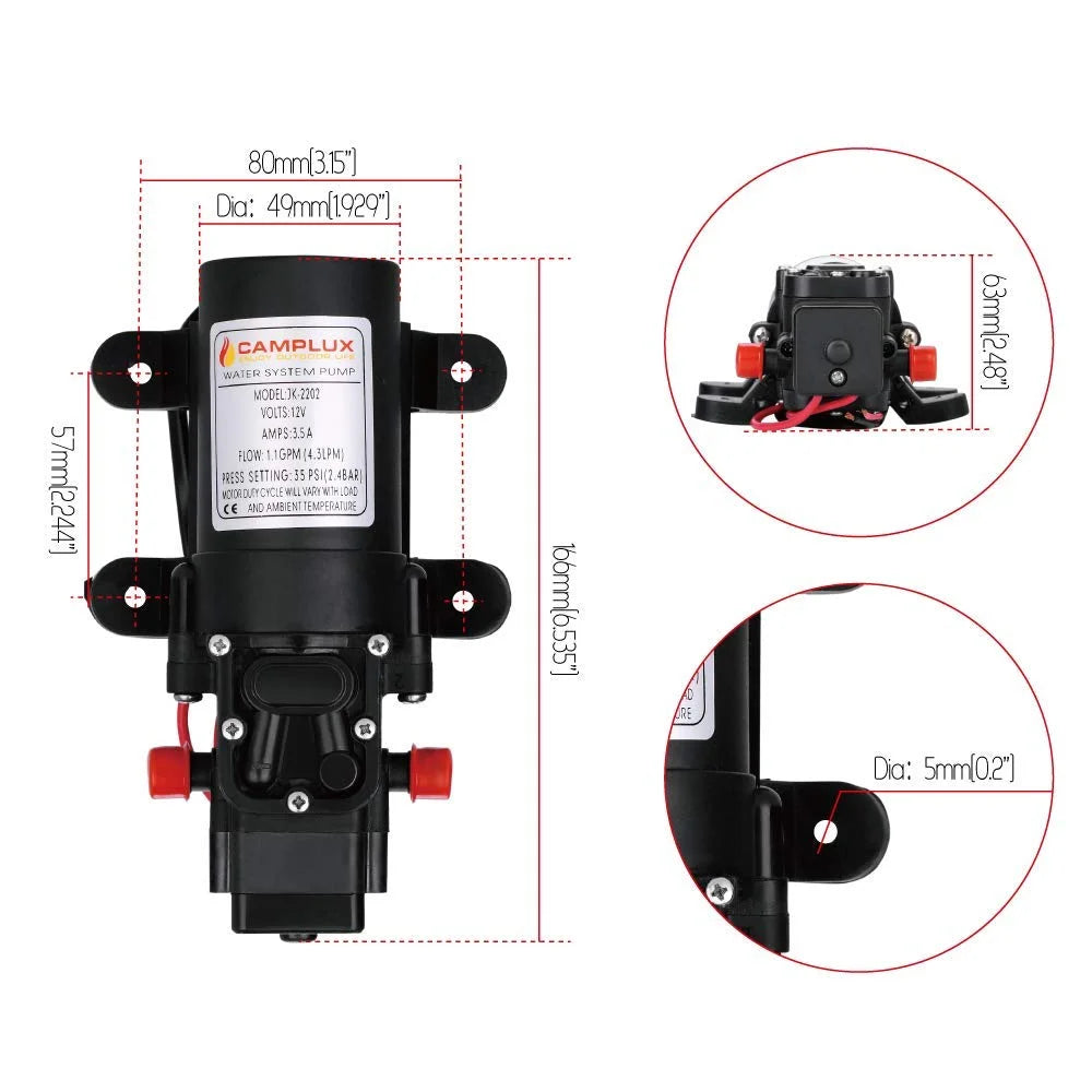 12V Water Pump 1.2GPM for Outdoor Tankless Water Heater W2161