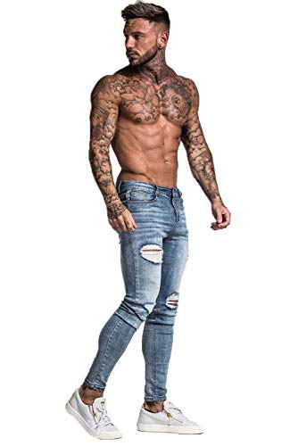 Men's Ripped Slim Fit Stretch Jeans R584