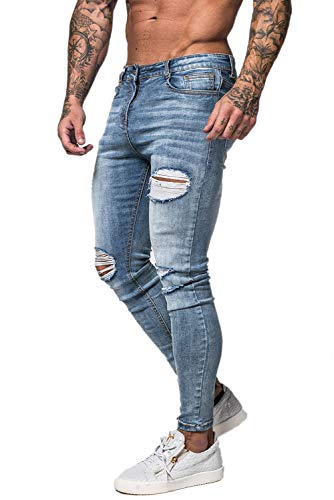 Men's Ripped Slim Fit Stretch Jeans R584
