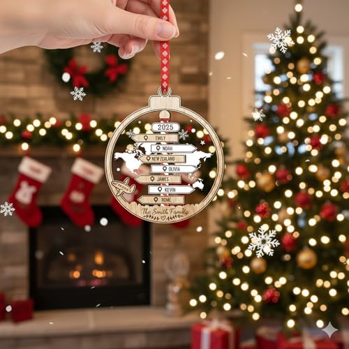 Personalized Christmas Wooden Ornaments with Family Names G463