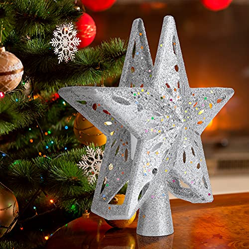 Snowflake Christmas Tree Topper LED Rotating with Projection Slides S187630