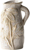 White Ceramic Vase with Handle, Boho Style