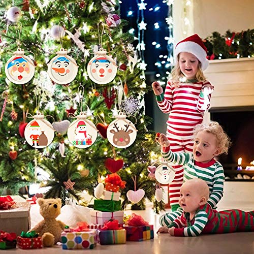 50pcs DIY Wooden Christmas Ornaments for Crafts, 4" Blank Unfinished Wood Slices to Paint Q2509