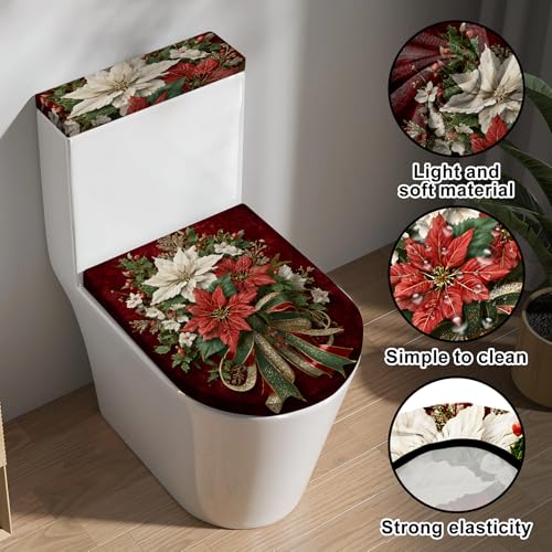 Christmas Toilet Lid Cover, Washable Seat and Tank Protector W1747