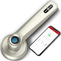 Geek Smart Door Lock with App, Fingerprint Door Lock Handle, Smart Door Knob Door Levers, Biometric Door Lock, Keyless Entry Door Lock with Handle for Bedroom, Office, Silver