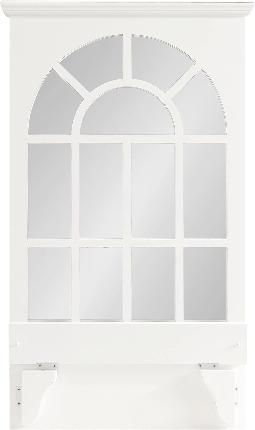 Arched Wall Mirror with Display Shelf, White, 21 x 36 A203830