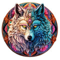 WOODBESTS Wooden Puzzle for Adults, Mandala Yin Yang Wolf Puzzle (M, 190pcs, 11.4"x11.1") Beautiful Wooden Box, Wooden Jigsaw Puzzles Unique Shape, Birthday Gifts for Adults and Kids Family Game