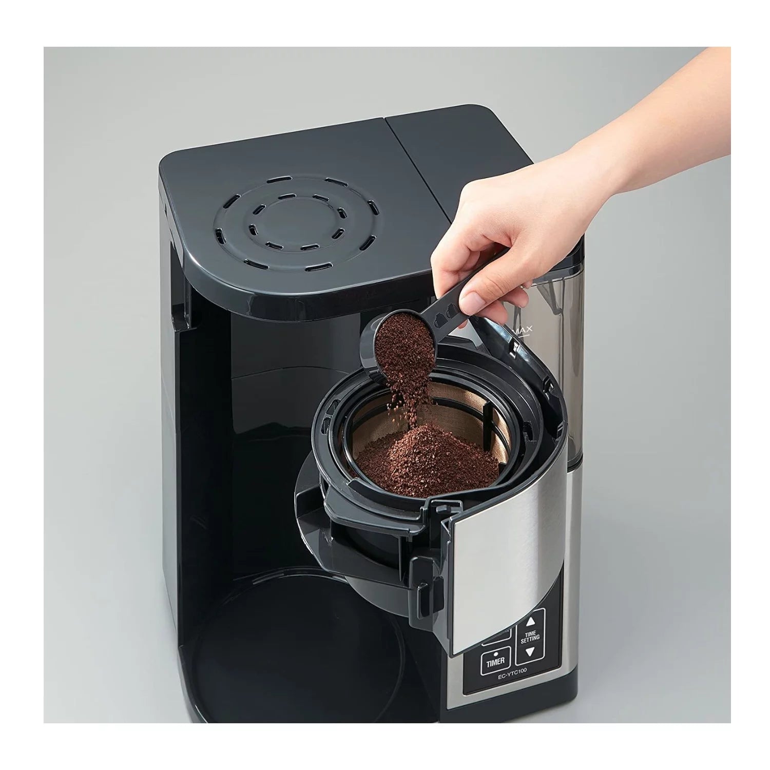 10-Cup Coffee Maker with Stainless Steel Finish and 12-Ounce Tumbler Y7671