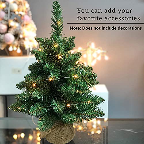 Pre-Lit Artificial Mini Christmas Tree, 20 Inch with 40 LED Lights, Battery Operated Tabletop P515