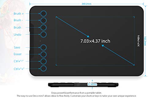 Drawing Tablet with 8192 Levels Pressure, 7 x 4 inch, 8 Shortcut Keys O9471