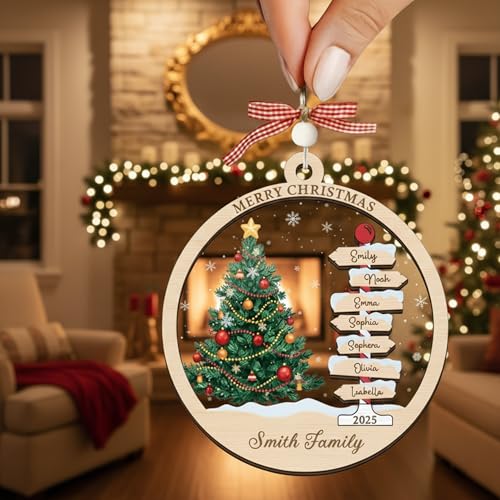 Personalized Christmas Wooden Ornaments with Family Names G463