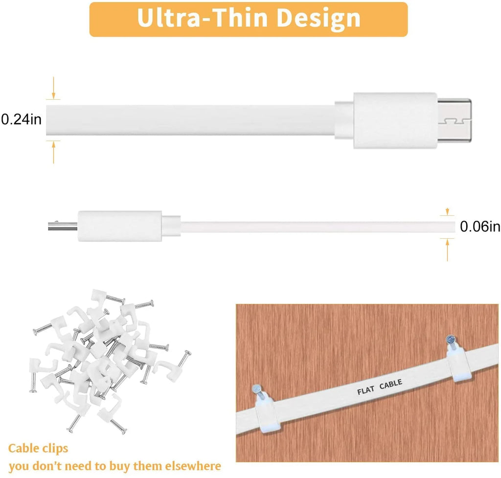 2 Pack 10FT USB to Micro USB Power Extension Cable for Security Cameras, White O674139