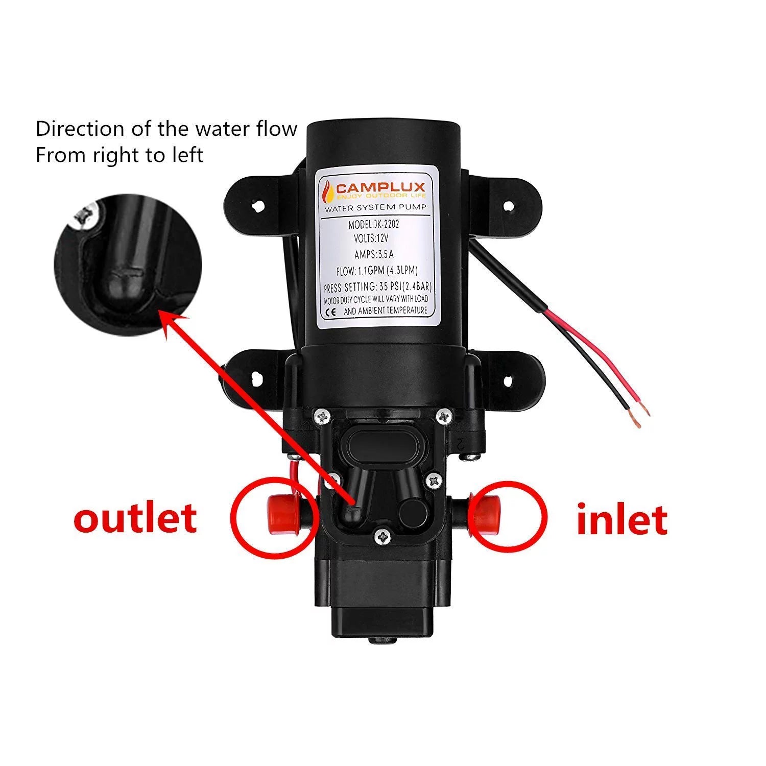 12V Water Pump 1.2GPM for Outdoor Tankless Water Heater W2161