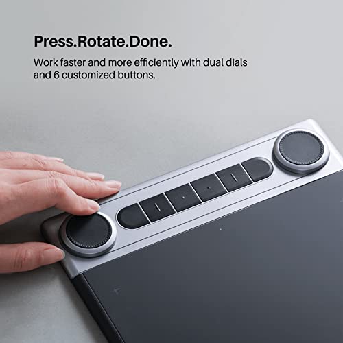 Bluetooth Wireless Drawing Tablet with Dual Dials and Battery-Free Stylus S627