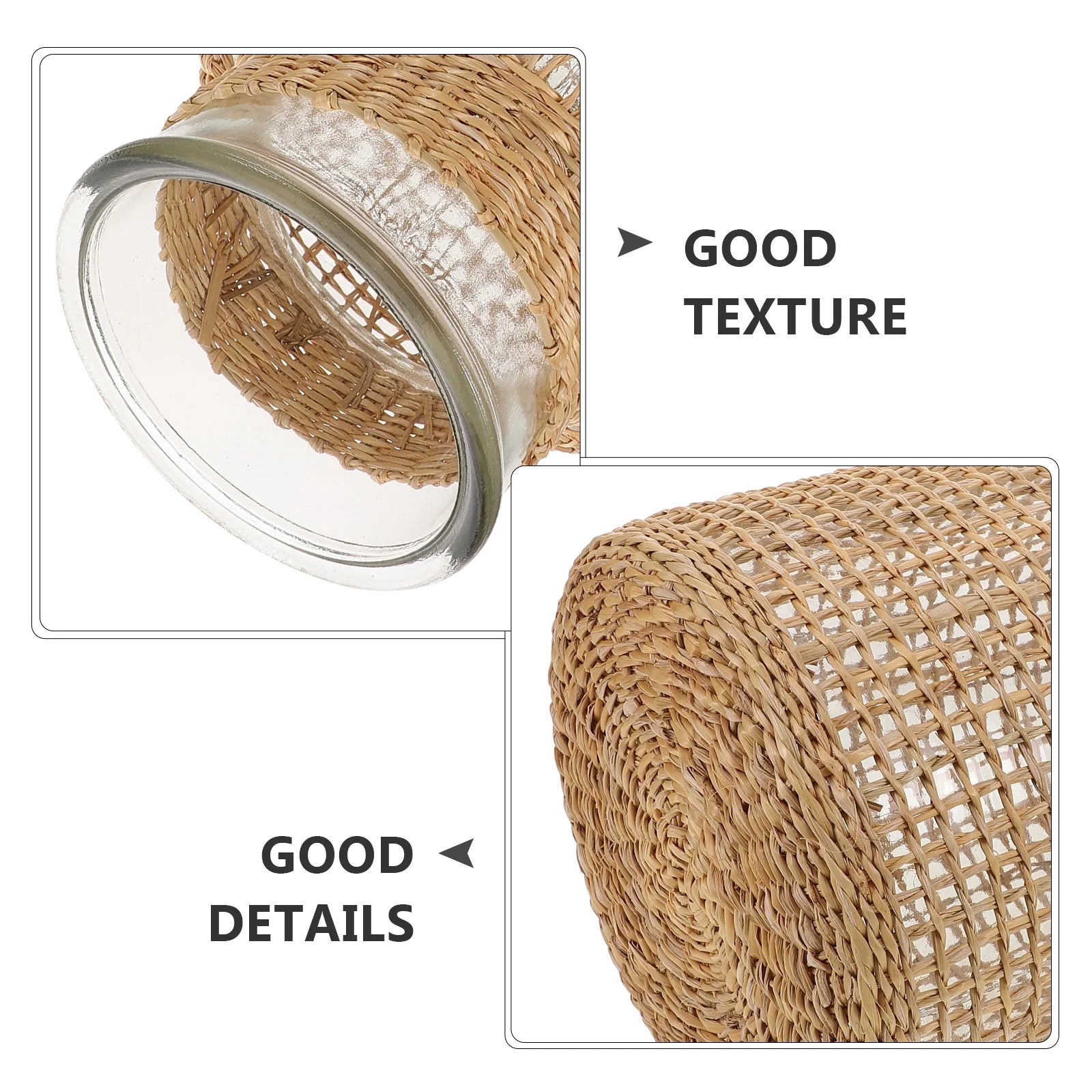 Rattan Glass Vase Flower Pot Centerpiece M5394