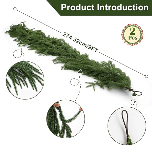 Artificial Norfolk Pine Garland 9FT for Christmas Decor E62268