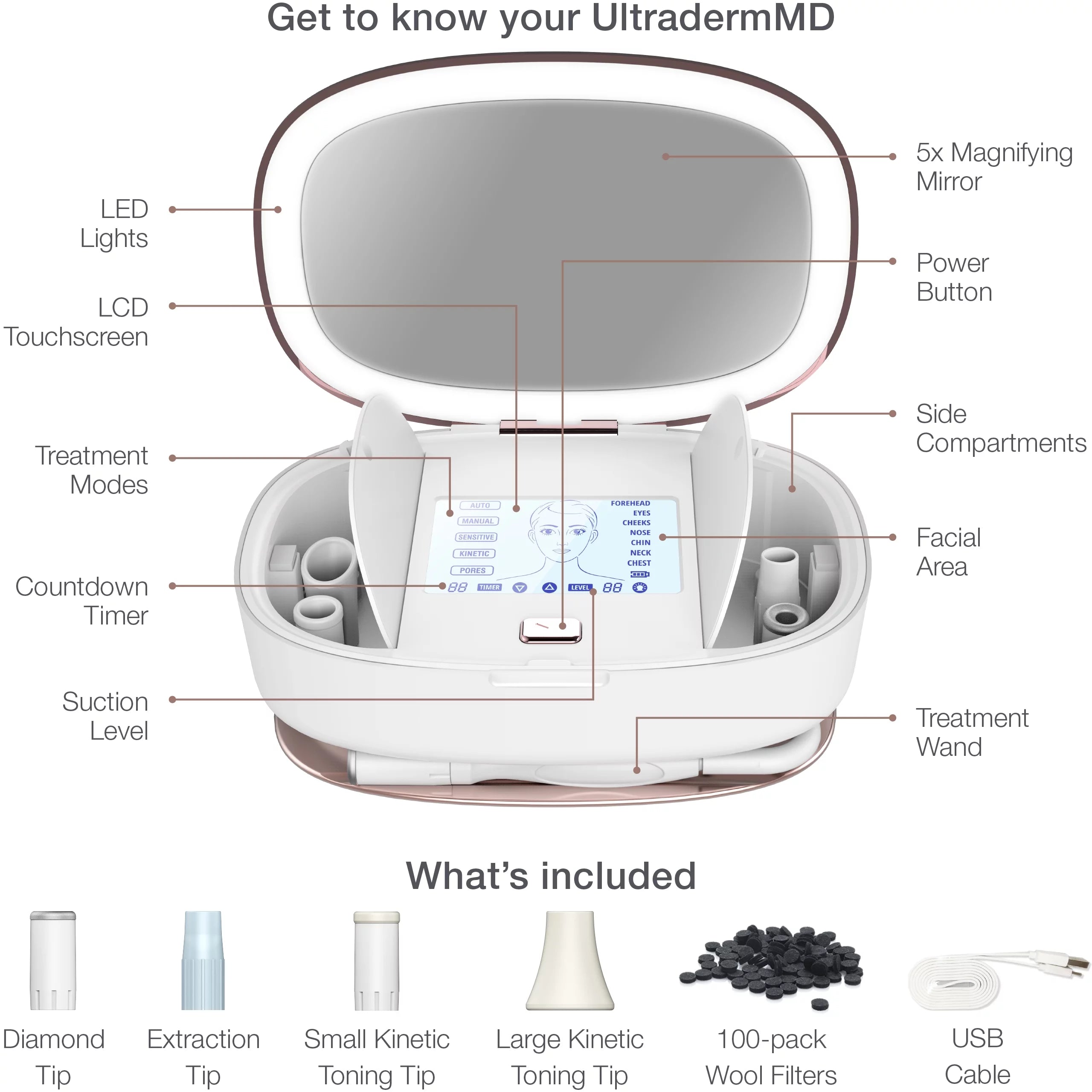 3 in 1 Microdermabrasion Machine with Diamond Tips and Pore Extractor N5809
