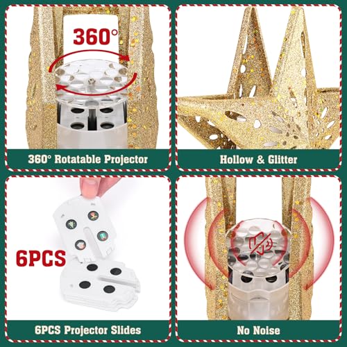Snowflake Christmas Tree Topper LED Rotating with Projection Slides S187630