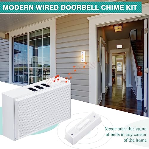 Wired Doorbell Chime with 2 Lighted Push Buttons, 16V 10VA, Front and Rear Door Chime Kit Q292601