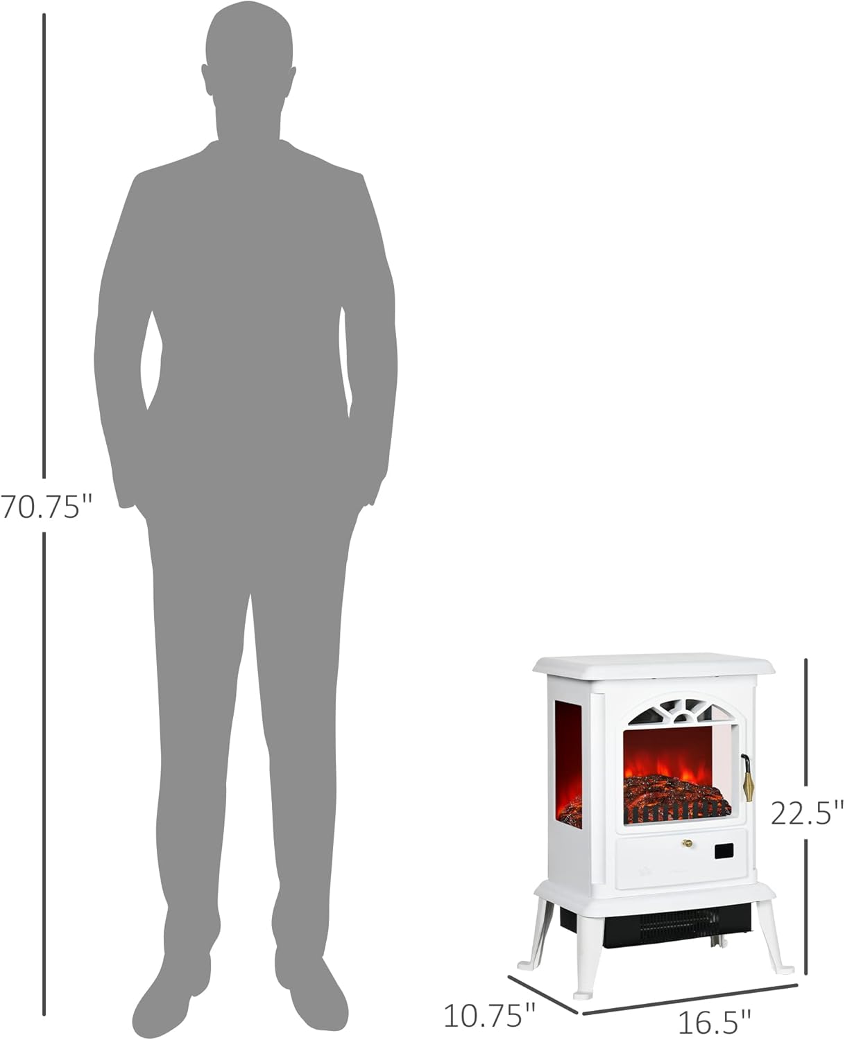 Electric Infrared Fireplace Stove, Freestanding Heater with Log Flame M110378
