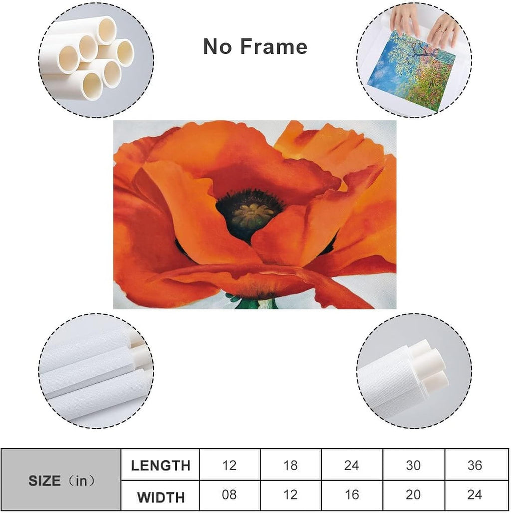 Red Poppies Art Flower Poster Canvas Wall Decor 16x24inch Unframe-Style Z892