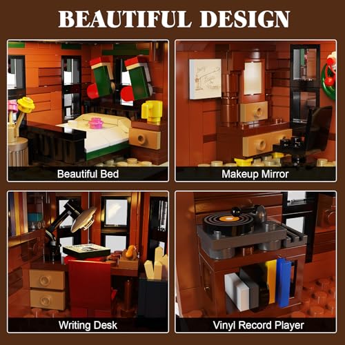 Christmas Snow House Building Blocks with LED Light, 1549 Pieces C889388