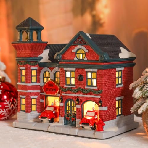 Christmas Ceramic Post Office Decoration with Lights G540