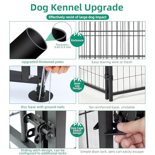 Large Outdoor Dog Kennel with Heavy Duty Metal Frame and Waterproof Cover W60756