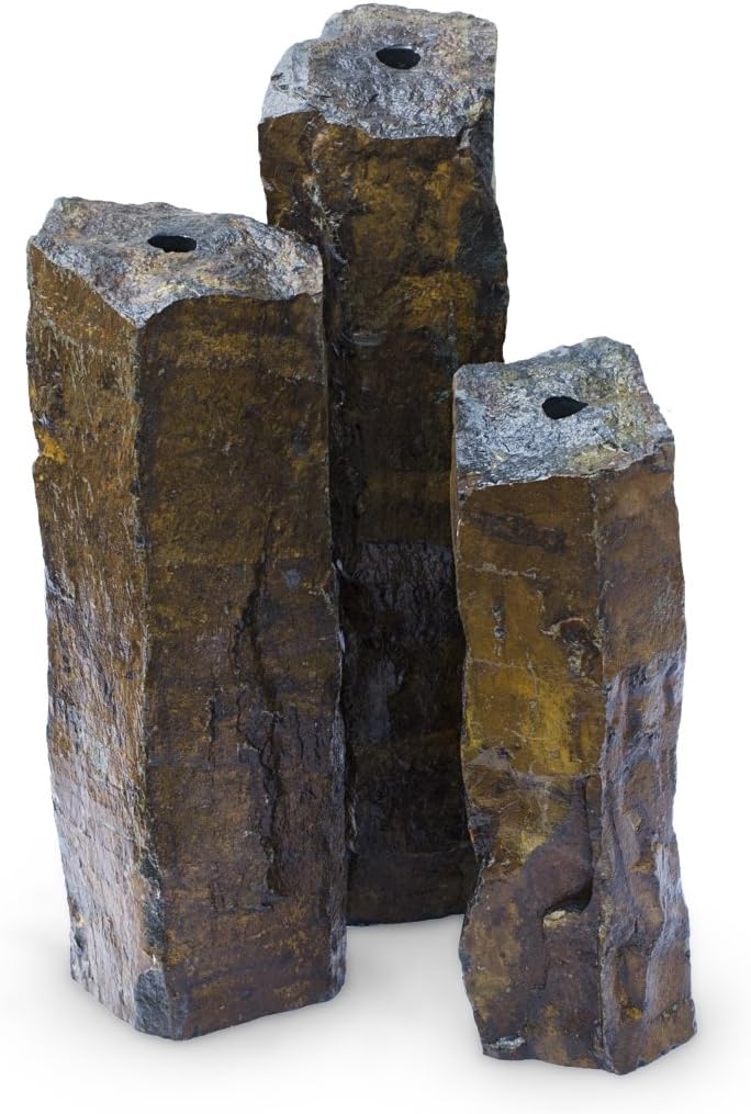 Basalt Stone Fountain Columns, Set of 3 B80748
