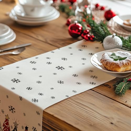 Christmas Table Runner 13x72 Inch, Red Winter Holiday Decor H348