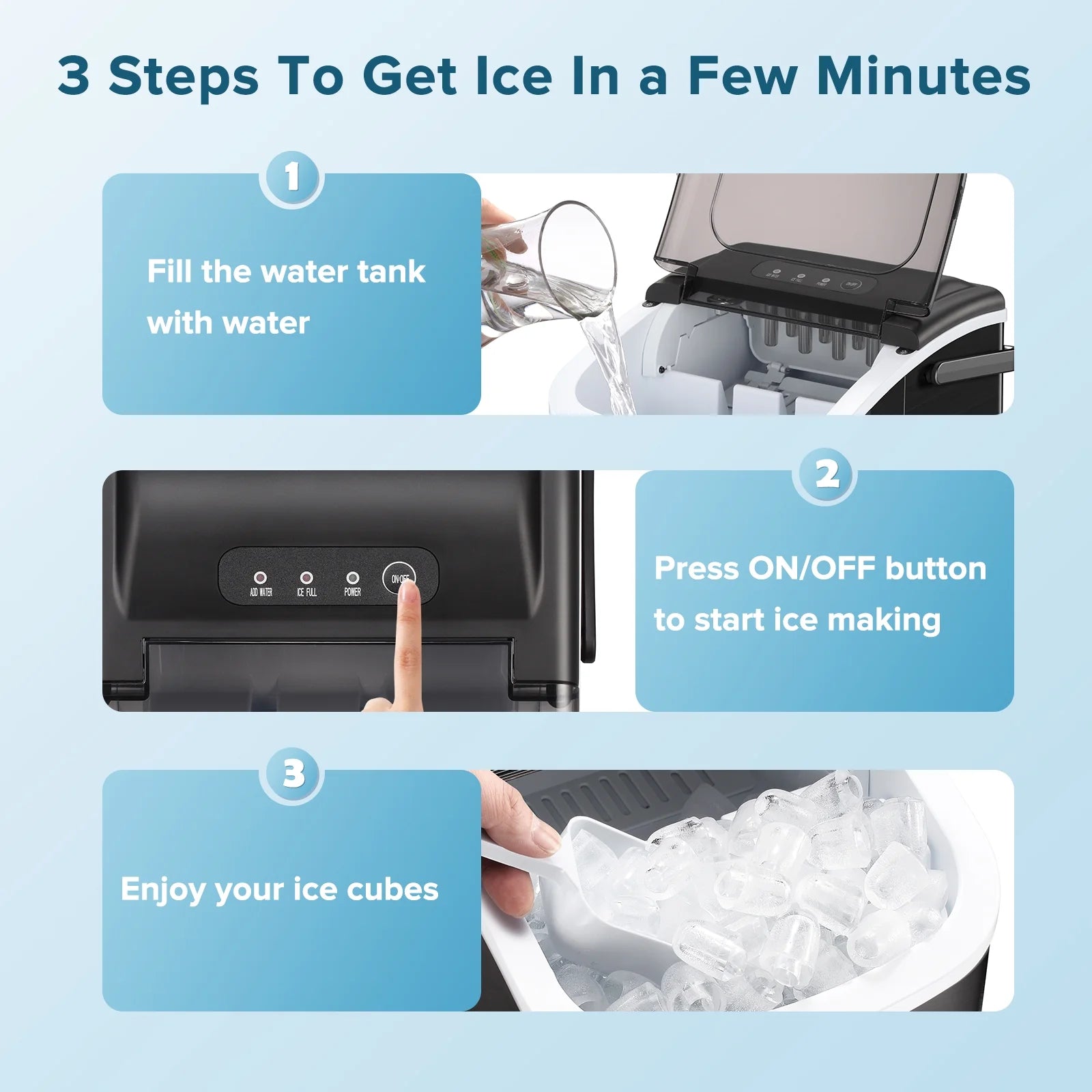 Portable Ice Maker Countertop, Self-Cleaning, 26lbs/24H U8082