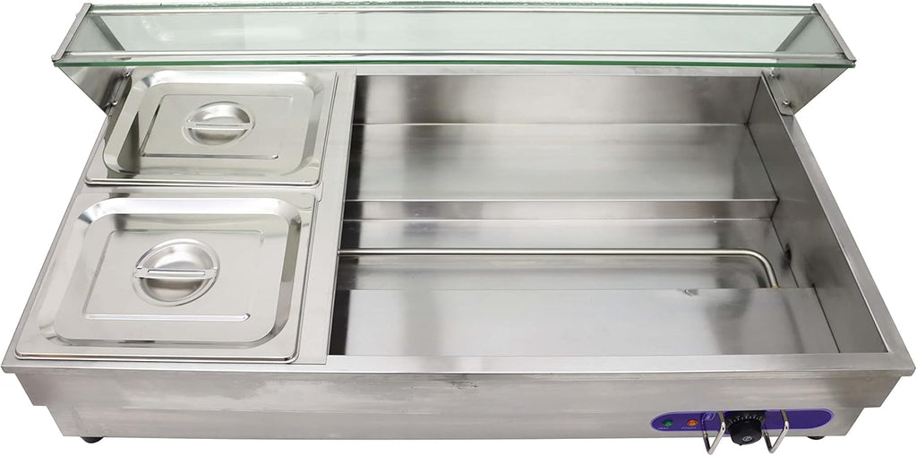 6-Pan Bain-Marie Buffet Food Warmer Double Row Electric Stainless Steel 2000W T1542