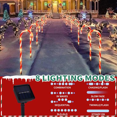 Candy Cane Solar Pathway Lights 15FT Outdoor Christmas Yard Decor E828701