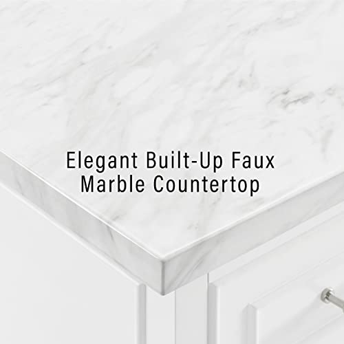 Kitchen Island with Faux Marble Top, White Q277