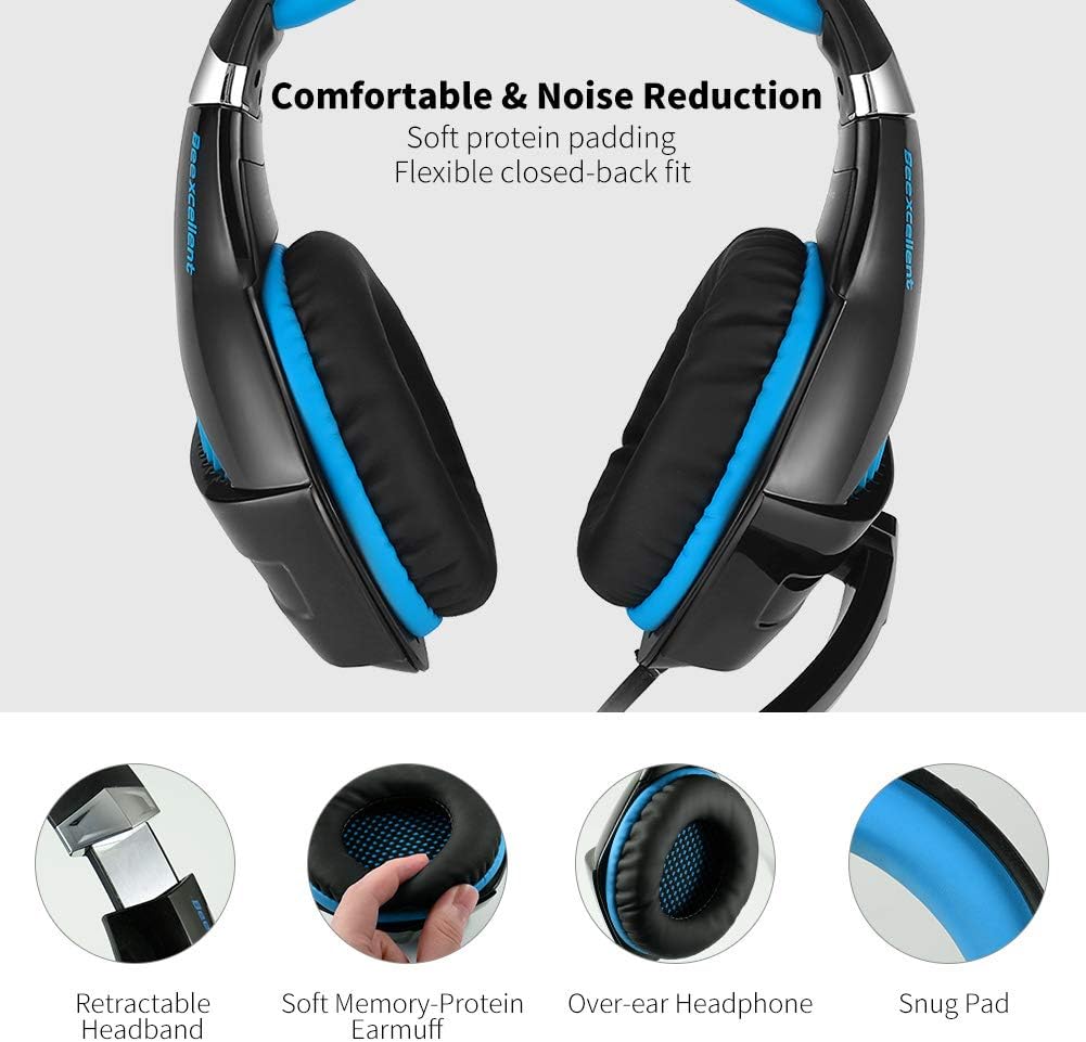 Gaming Headset with Noise Cancelling Mic for Xbox, PS4, Switch, PC B1887