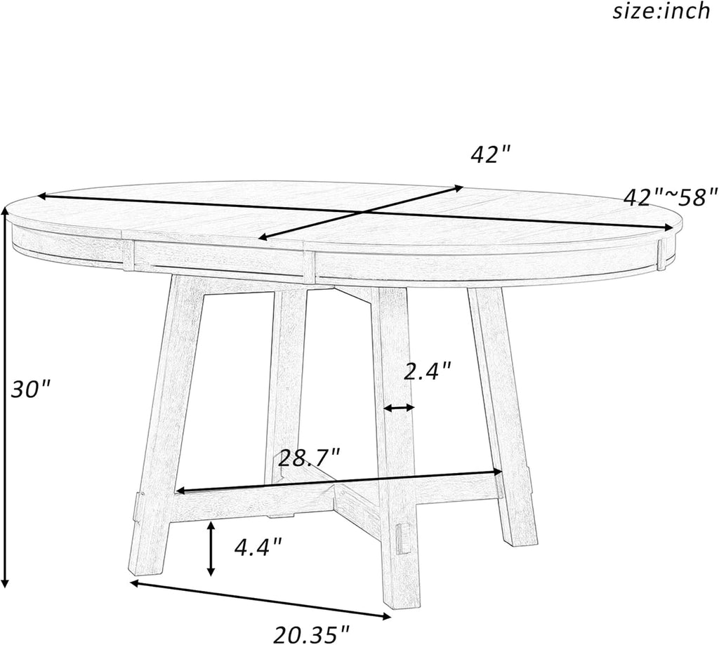 Farmhouse Round Extendable Dining Table with 16" Leaf Y644