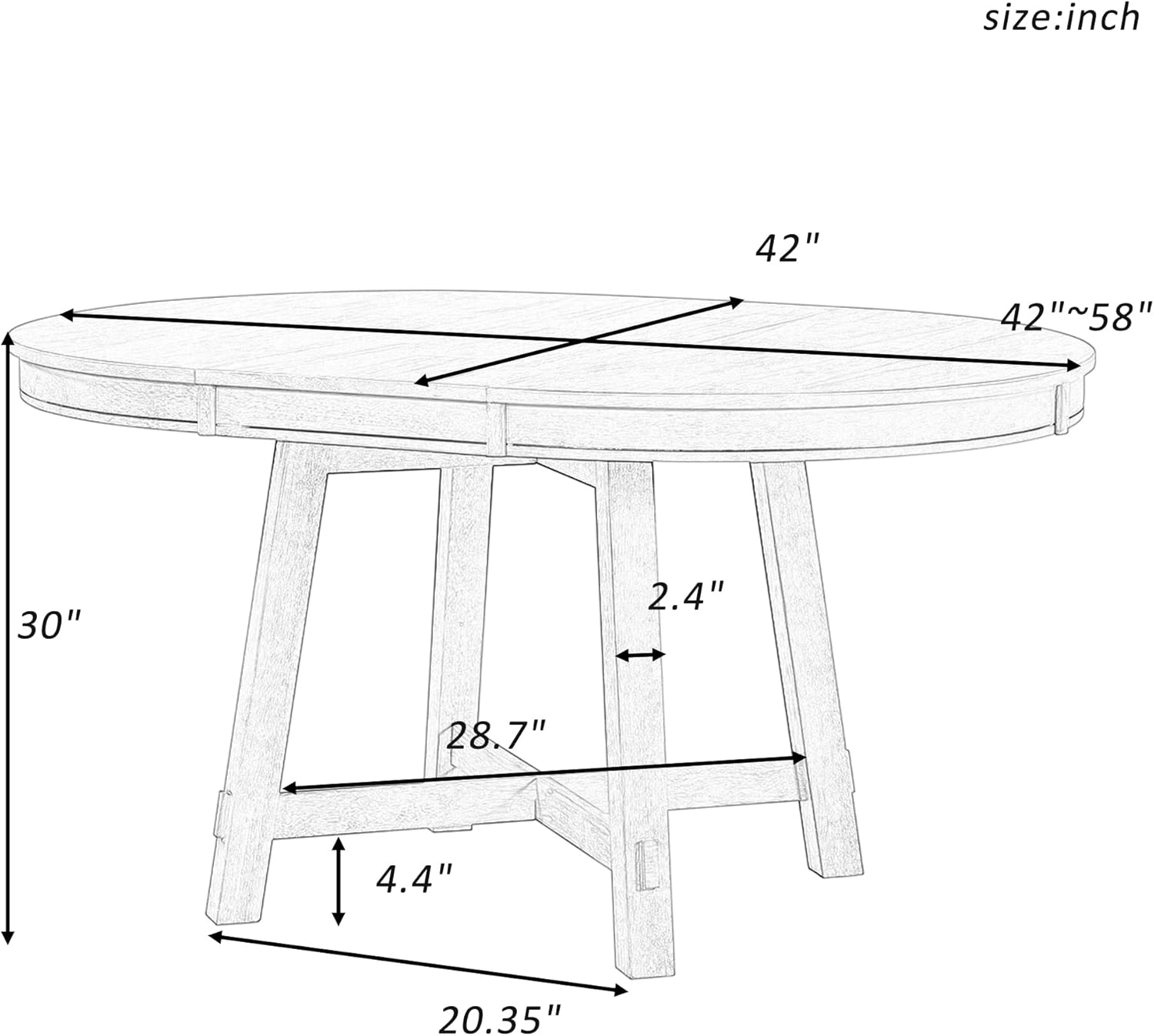 Farmhouse Round Extendable Dining Table with 16" Leaf Y644