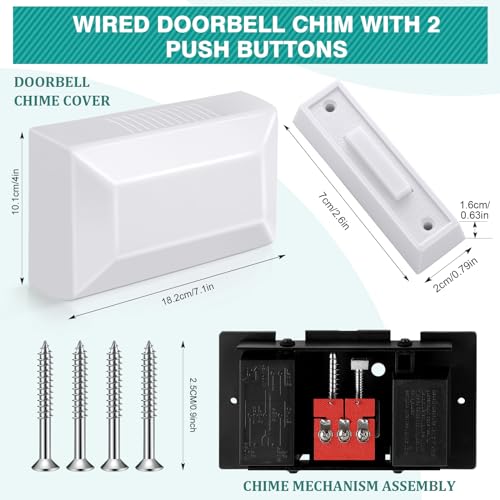 Wired Doorbell Chime Kit with 2 Lighted Push Buttons for Front and Rear Door U62055