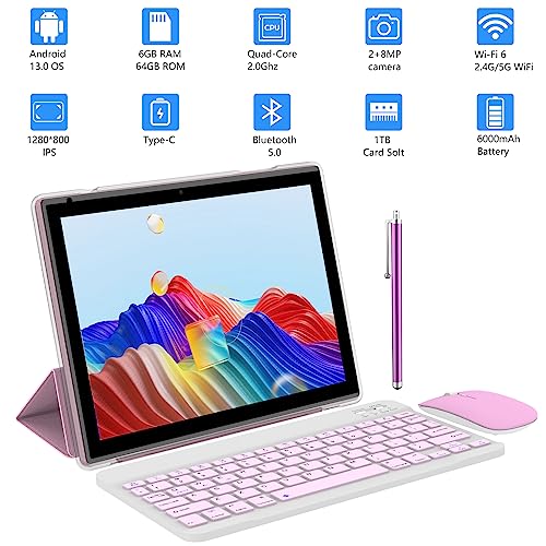 Tablet 10 Inch with Keyboard, Mouse, Case, Stylus, 8GB RAM 64GB ROM N8168