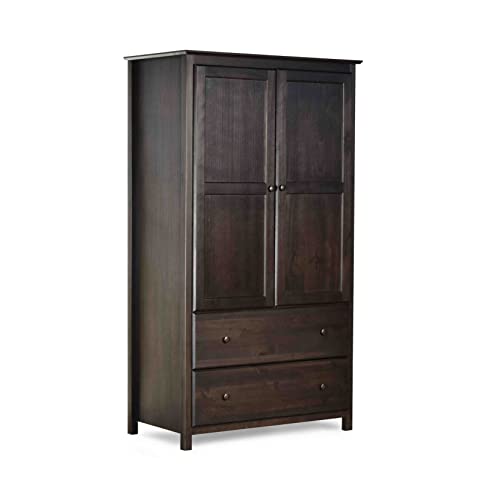 Shaker 2-Door Wardrobe, Solid Wood with Walnut Finish F6601