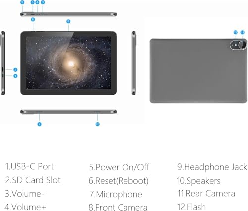 10 Inch Tablet with Keyboard Mouse, 6GB RAM 64GB ROM, IPS Touch Screen O15451