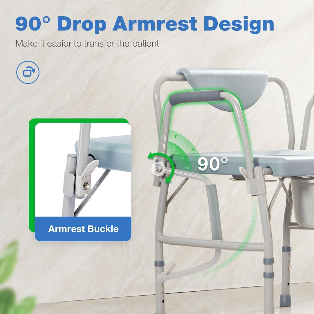 Bariatric Commode Chair with Drop Arms and Extra Wide Seat G78936