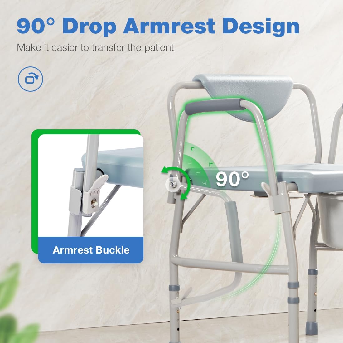 Bariatric Commode Chair with Drop Arms and Extra Wide Seat G78936
