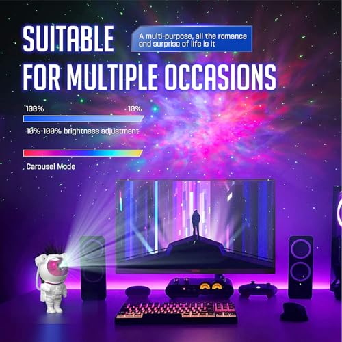 Astronaut Star Projector Night Light with Remote and Timer E396