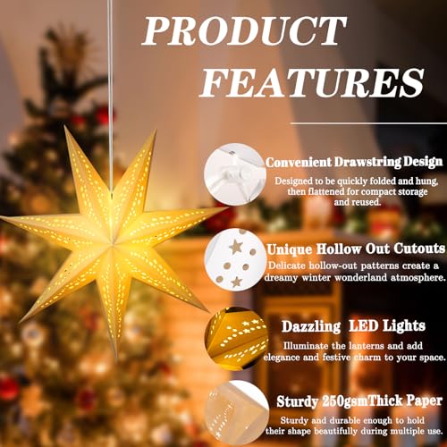 Christmas Paper Snowflake Lanterns with LED Lights for Holiday Party Decor A55544