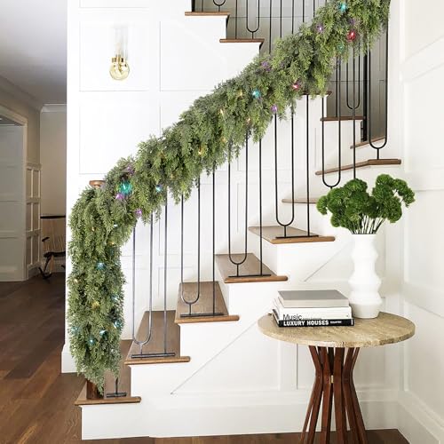 9ft Prelit Faux Pine Garland with Lights for Mantle K657616
