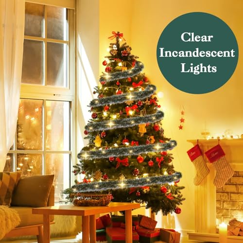 Christmas Garland with Lights 15FT, 2 Pack for Mantle, Stairs, Door & Wall Decor Q268